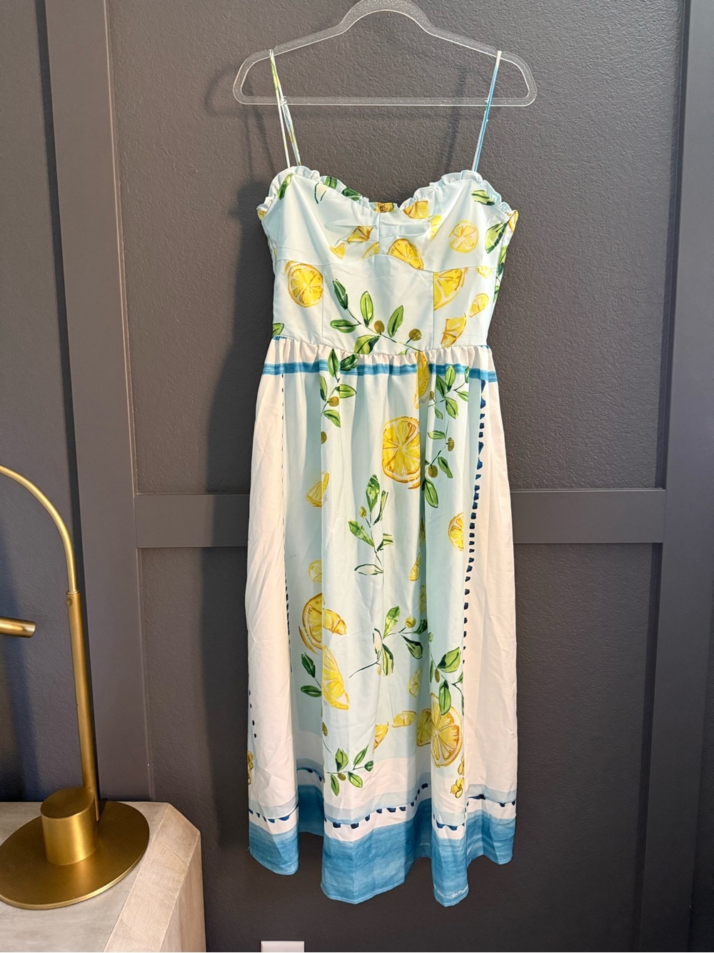 ZARA • Lemon print midi dress - Large - Picture 6 of 11